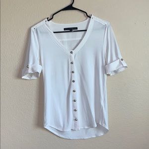 WHBM White Casual Button Up Tee